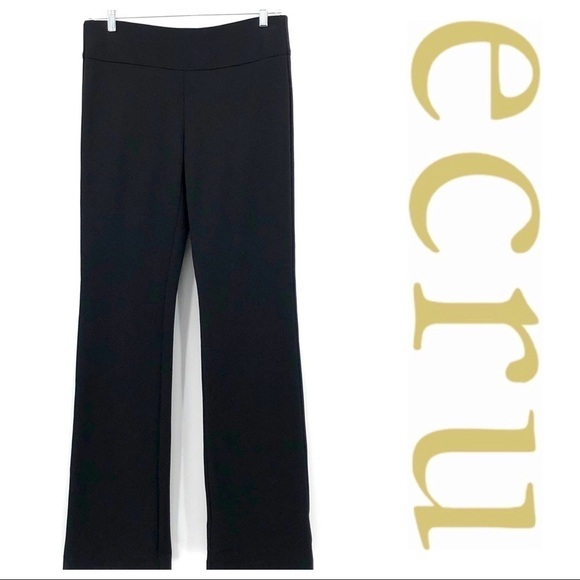 NEW ECRU May Black Boot Cut Ponte High Rise Pull On Stretch Pants Size Large - Picture 1 of 6